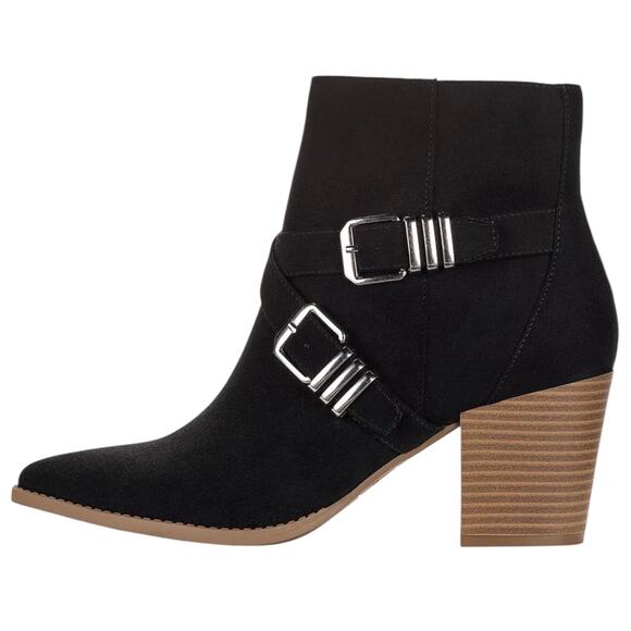 Sun + Stone Women's Elyssaa Pointed Toe Buckle Boots Black Size 5 - Picture 2 of 3